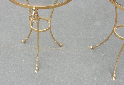 1970/80' Paire de Guéridons Bronze Doré Style Maison Charles Italie Diam 60 cm – Image 6