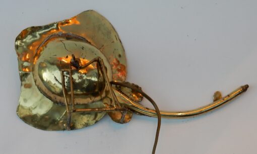 1970' Applique Éclairante Á la Raie en Bronze Doré et Agate Style Duval Brasseur Ou Isabelle Faure – Image 4