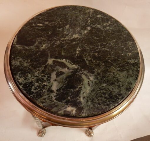 1900 'Pedestal Table In Silver Metal Green Marble Diameter 51 cm - Image 5