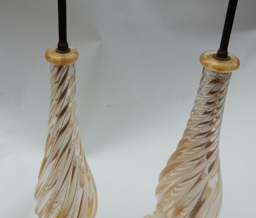 1950/70  Pair of Lamps in Murano Glass With Gold Inside Seguso Di Murano Signed - Image 5