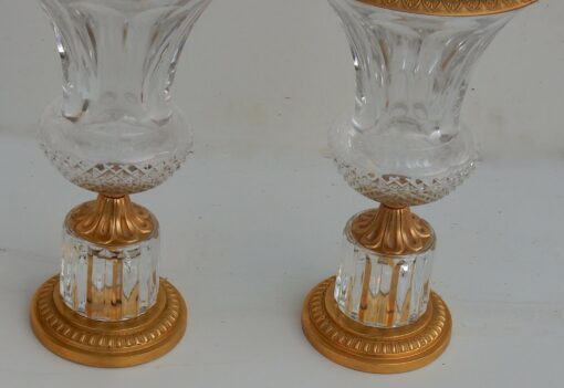 1970' Pair Of Cristal And Gilted Bronze Urns - Image 2