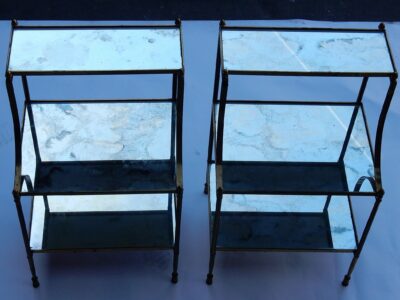 1950/70' Pair of Shelves has 3 levels Maison Bagués With Olded Mirror