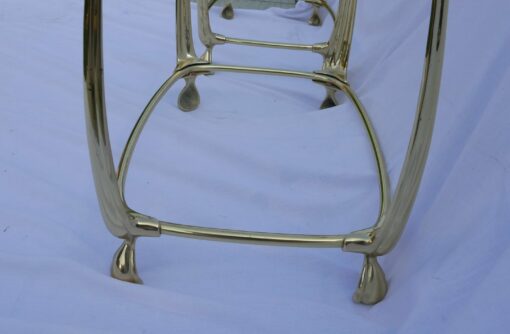 1970/80 'Pair of Gilt Bronze Tables in 2 Levels In The Style of Art Nouveau Trays Glass and Opaline 52 X 37 cm - Image 5