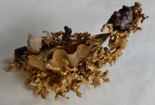 1970/80 ' Cuts Font By Claude Victor Boeltz Gilted Bronze With Amethyste And Rock Crystal - Image 6