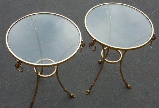 1970/80' Paire de Guéridons Bronze Doré Style Maison Charles Italie Diam 60 cm