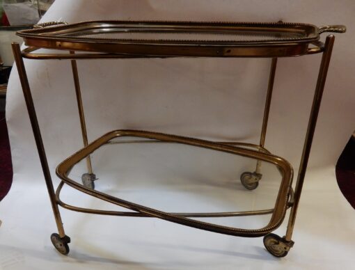1970' Bar Roulant en Bronze et Laiton Doré Maison Baguès – Image 6