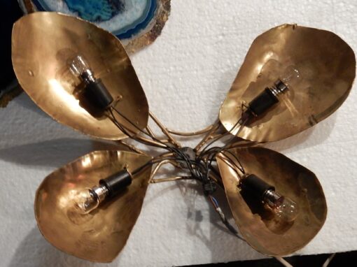 1970' Wall Lamp Butterfly Duval Brasseur Or Isabelle FaureWith Wings Blues Agates  37 X H  38 CM - Image 2