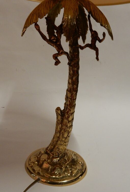 1980 'Gilt Bronze Lamp With Monkeys In A Palm Tree - Image 2