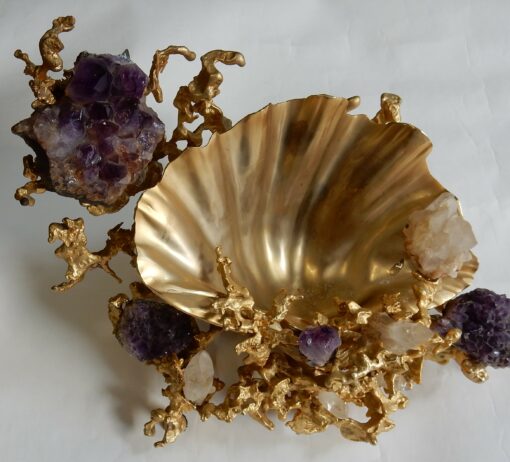 1970/80 ' Cuts Font By Claude Victor Boeltz Gilted Bronze With Amethyste And Rock Crystal - Image 4