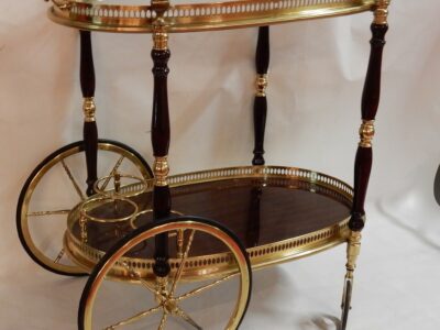 1970 ' Rolling Bar in Bronze and Gold Brass Maison Bagués Amounts Vernished Wood