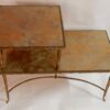 1970' Table à Étage En Bronze Doré Décor Palmier Maison Charles 72 X 38 cm – Image 2