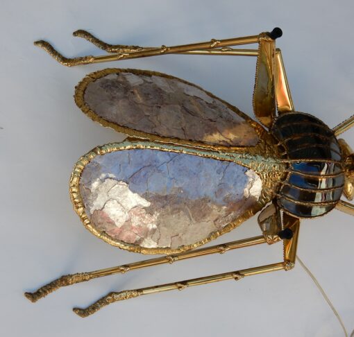1970' Gilded Bronze and Pink Mica Cofee Table Cicada Style Duval Brasseur Enlightening - Image 4