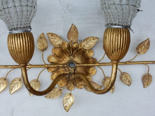 1970' Wall Lamp With Glass Leaves in the Style of Maison Bagués Or Banci - Image 6