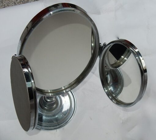 1950' Mirror For Jewerly triptych DLG Jacques Adnet Bronze Nickel-plated - Image 8