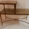 1970' Table à Étage En Bronze Doré Décor Palmier Maison Charles 72 X 38 cm – Image 4