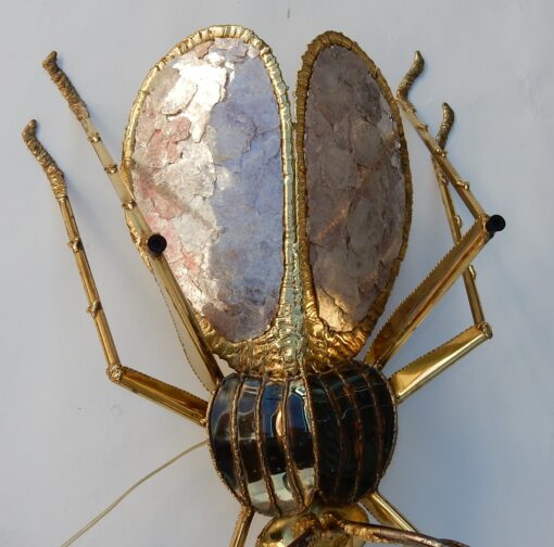 1970' Gilded Bronze and Pink Mica Cofee Table Cicada Style Duval Brasseur Enlightening - Image 6