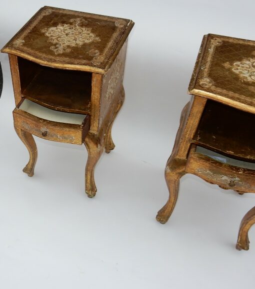 1950/70 Pair  Italian Side Bed Golden Wood - Image 6