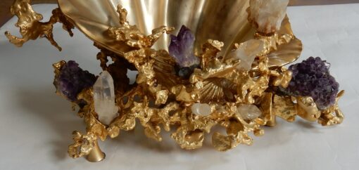 1970/80 ' Cuts Font By Claude Victor Boeltz Gilted Bronze With Amethyste And Rock Crystal - Image 3