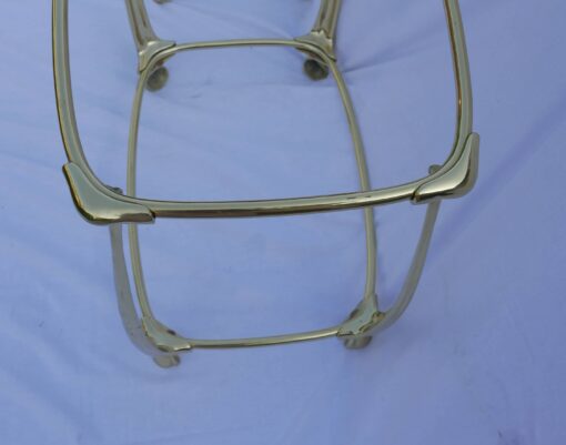 1970/80 'Pair of Gilt Bronze Tables in 2 Levels In The Style of Art Nouveau Trays Glass and Opaline 52 X 37 cm - Image 8