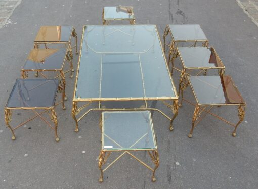 1950/70' Bronze Coffee Table With Swan and its 6 Pieces of Sofas 145 x 94 cm - Image 3