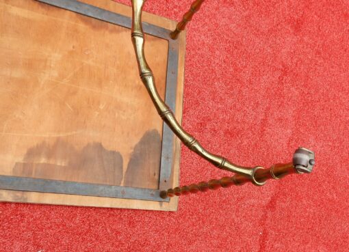 1970 'Rolling Coffee Table With Casters Maison Baguès Decor Bamboo Brass And Opaline - Image 8