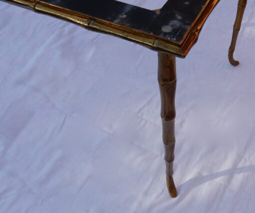 1970 Coffee Table Maison Bagués  in Bronze Deco Bamboo With Top in White Marble  92 X 47 cm - Image 3
