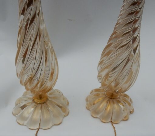 1950/70  Pair of Lamps in Murano Glass With Gold Inside Seguso Di Murano Signed - Image 4