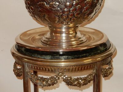 1900' Cooler Or Monumental Champagne Bucket Deco Grappes in Silvered Metal