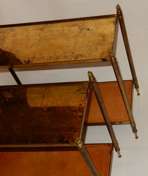 1950/70 Pair of Rectangular Ends of Sofa Maison Baguès Brass And  Trays With Gold Under Glasses With Olympic Flames (HOLD) - Image 6