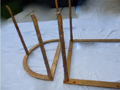 1970's Maison Charles Golden Brass Tripartite Table Palm Tree Deco With Mirror Trays - Image 8