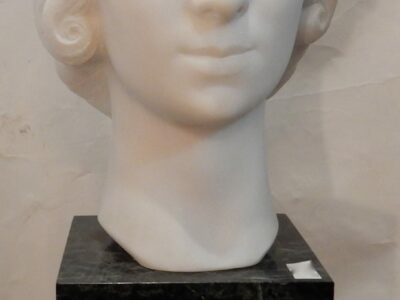 1930 'Art Deco Woman's head In Marble Signed By  M. Di Domenico