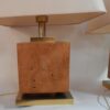 1950/70' Paire de Lampes Art Déco Laiton Doré Et Loupe D'Érable Moucheté – Image 5