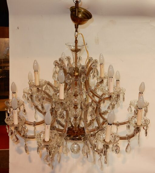 1950' Lustre Cage en Cristal de Bohême 10 Bras 15 Lampes
