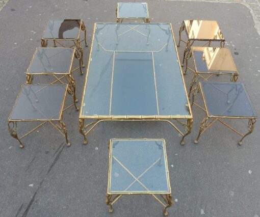 1950/70' Bronze Coffee Table With Swan and its 6 Pieces of Sofas 145 x 94 cm - Image 2