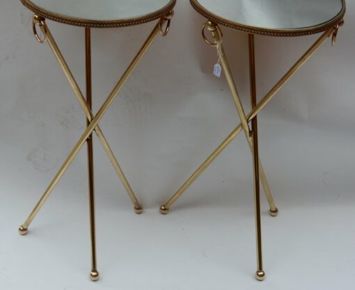 1970/80 Pedestal Pair In The Style of Jacques Adnet in Gilt  Brass with Top in Mirror Diam 33 cm - Image 7