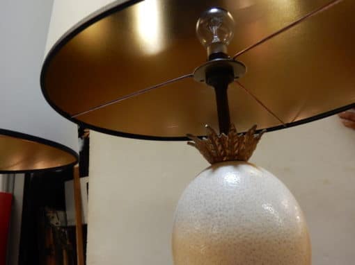 1950/70 Pair Of Lamps Black Marble and Ostrich Egg Maison Jansen - Image 2
