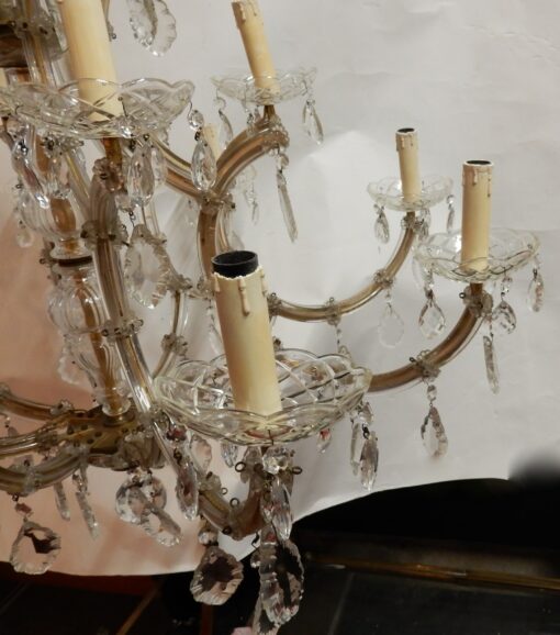 1950' Lustre Cage En Cristal de Bohême 12 Lampes – Image 8