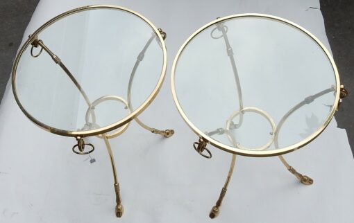 1970/80' Paire de Guéridons Bronze Doré Style Maison Charles Italie Diam 60 cm – Image 2