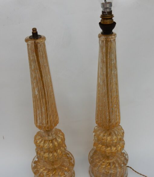 1950/70  Pair of Lamps in Murano Glass With Gold Inside - Image 5