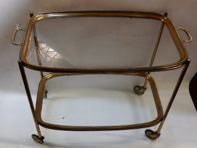 1970 ' Rolling Bar in Bronze and Gold Brass Maison Bagués