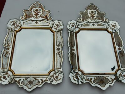 1950/70 Pair Of Mirrors With Decors Eglomised