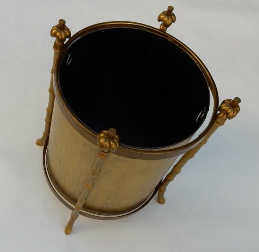 1970' Corbeille A Papier Montants Palmiers en Bronze Doré Style Maison Charles – Image 2