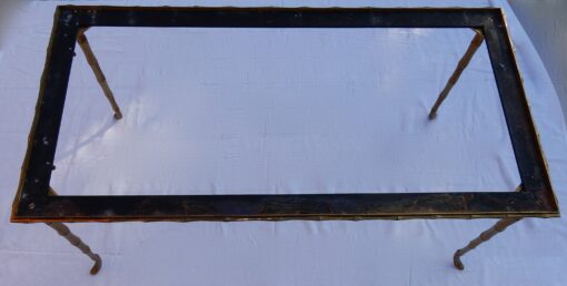 1970 Coffee Table Maison Bagués  in Bronze Deco Bamboo With Top in White Marble  92 X 47 cm - Image 2
