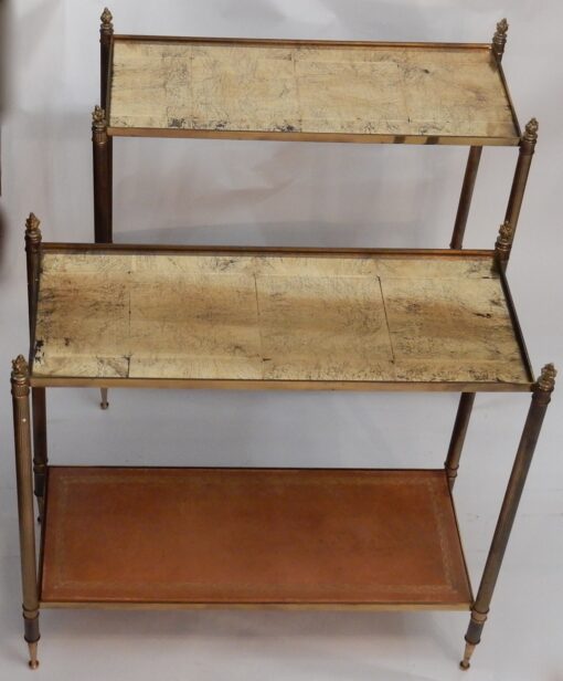 1950/70 Pair of Rectangular Ends of Sofa Maison Baguès Brass And  Trays With Gold Under Glasses With Olympic Flames (HOLD)