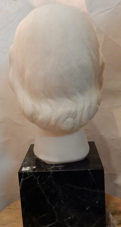 1930 'Art Deco Woman's head In Marble Signed By  M. Di Domenico - Image 3