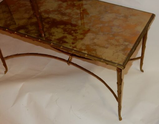 1970' Table à Étage En Bronze Doré Décor Palmier Maison Charles 72 X 38 cm – Image 8