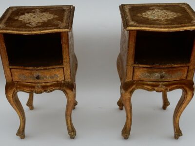 1950/70 Paire De Chevets Italiens Bois Doré
