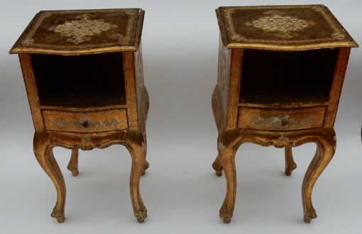 1950/70 Pair  Italian Side Bed Golden Wood