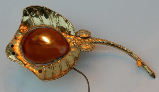 1970' Applique Éclairante Á la Raie en Bronze Doré et Agate Style Duval Brasseur Ou Isabelle Faure – Image 3