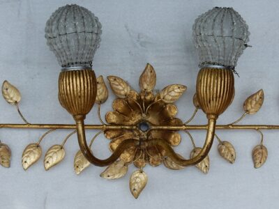 1970' Wall Lamp With Glass Leaves in the Style of Maison Bagués Or Banci